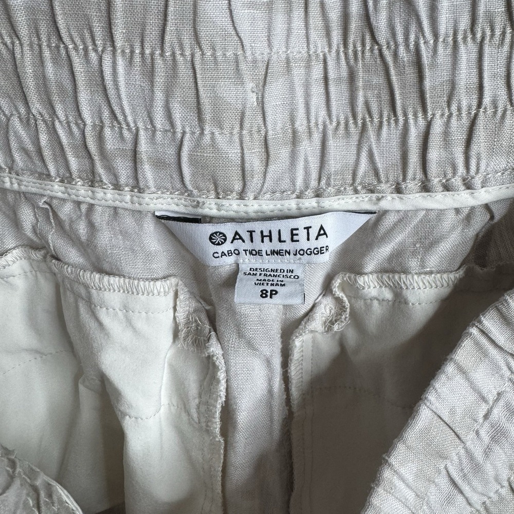 Athleta Women's Cabo Tide Linen Jogger Pants Size 8P 100% Linen Camo Print - Picture 3 of 6